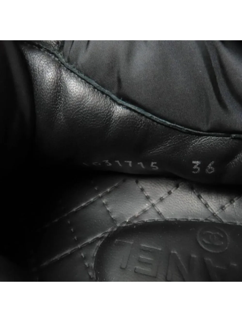 Chanel CC Logo Fabric High Cut Sneakers Black 36 - Picture 9 of 11